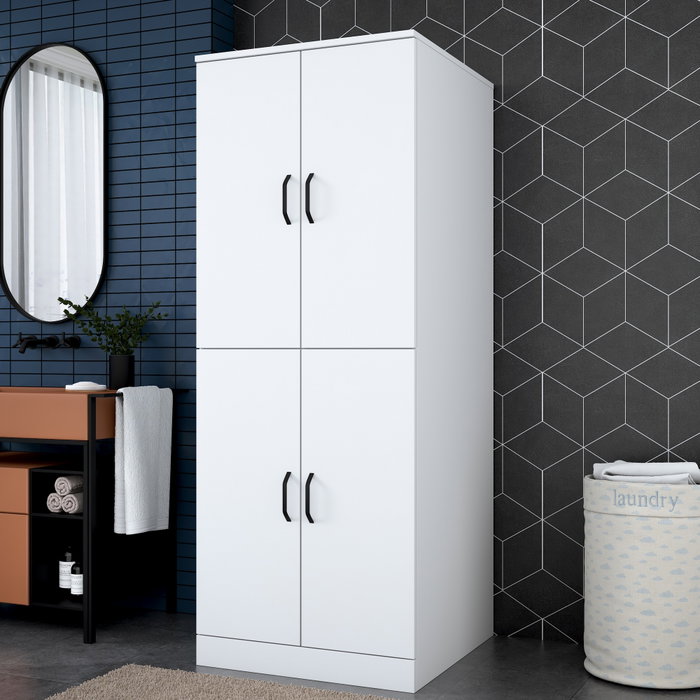 Hanah Home KD109 - 3198 Armario para Lavadora Blanco 70x181.8x72.5 cm Aglomerado Melamina Montaje Pared Organización Lavadero